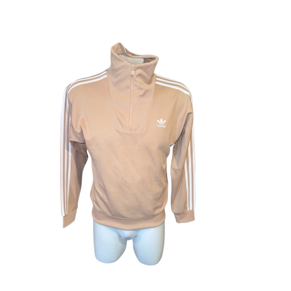 Men's Adidas Beige Funnel Neck Track Top Jacket Size S - Picture 2 of 4